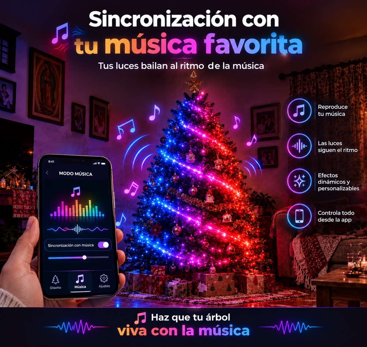 Luces Inteligentes para Árbol de Navidad
