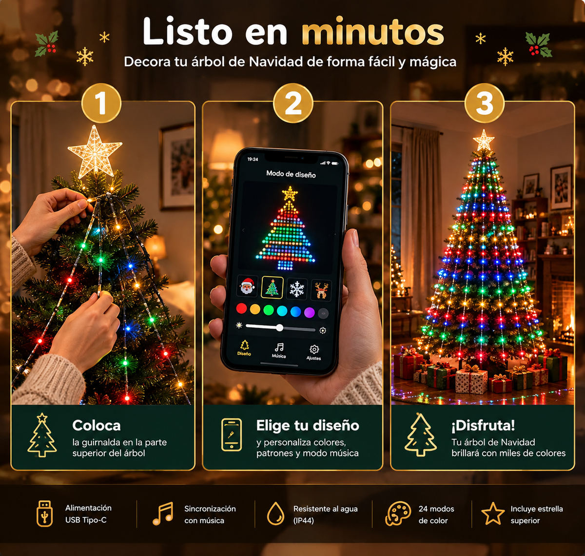 Luces Inteligentes para Árbol de Navidad
